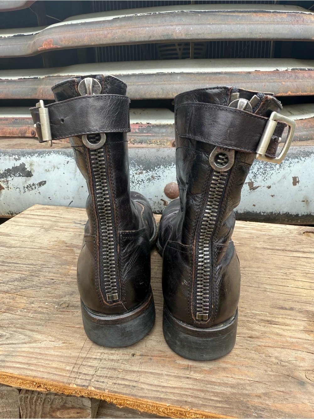 Paul Smith x Triumph Black Leather Motorcycle Buckle Boots Size 38.5 (8) - Picture 4 of 11
